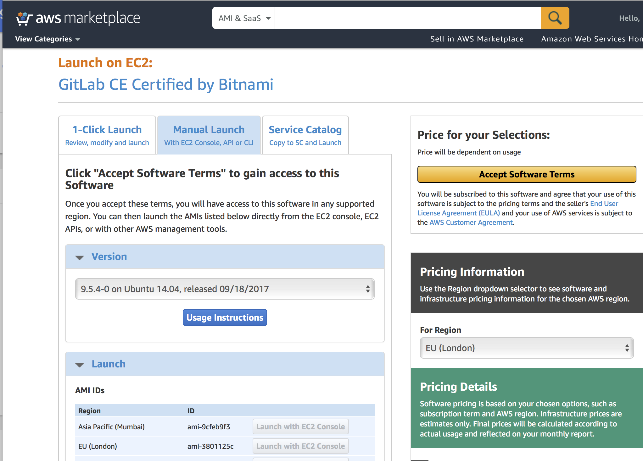 AWS EC2 marketplace - Gitlab